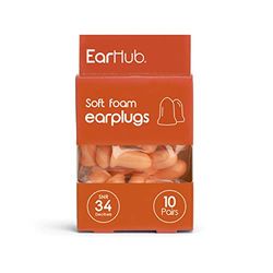 EarHub - Premium Soft Foam Earplugs Orange SNR 34dB - 10 Pairs of Noise Cancelling Foam Great for Sleep, Flying and Concerts. Reusable Protection for Your Ears - for A Calmer, Quiet Experience.