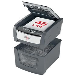 Rexel Optimum 2020045X - Distruggidocumenti automatico, 45 fogli, sicurezza P-4, ufficio casa/casa, pattumiera rimovibile da 20 litri, 2020045X