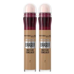 Maybelline Instant Anti Age Eraser Eye Concealer, Dark Circles and Blemish Concealer, Ultra Blendable Formula, 02 Nude (Pack of 2)