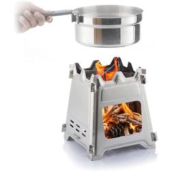 Avilia Fornello da Campeggio Pieghevole - Cucina da Viaggio in Acciaio con Borsa per Trasporto, Portatile Ideale per Picnic ed Escursioni, in Acciaio Inox, Ø15.5x18cm