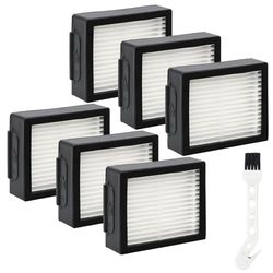 Filtros HEPA de repuesto para aspiradora iRobot Roomba E I y J Series i7 i7+/plus i3 i3+ i4 i4+ i5 i5+ i6 i6+ i8 i8+ E5 E6 E7, paquete de 6 filtros de alta eficiencia + 1 cepillo de limpieza