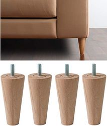 IPEA 4 Patas para Muebles y sofás de Madera – Fabricado en Italia – Juego de 4 Patas de Madera en Bruto con Forma de Cono para Armarios y Sillones – Altura 120 mm – Color Natural