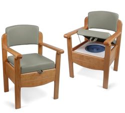 Aidapt Luxury Wooden Commode Toilet Chair.Discreet,Hidden Commode Pail,Padded Seat,Backrest,Portable Aid,Elderly,Bedside,Homecare Nursing Home with Bucket,Modern,Inconspicuous, Pebble Grey
