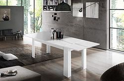 Dmora Sala da Pranzo Estensibile, Made in Italy, Tavolo Moderno con allunghe, Consolle allungabile, cm 160/210x90h75, Colore Bianco Lucido, Big