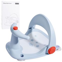 Bebamour Asiento de baño para bebé de 6 meses más soporte plegable bañera de bebé con fuerte succión diseñada por aerosol de apoyo de baño para bebé, silla de baño antideslizante para bebé,Blue