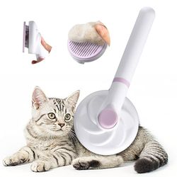 Oderra Kattborste, kattborste, korthårig kattborste, plyschrengöring, avtagbart handtag, rengöringsborste med en touch (lila), Silvervit, 30cm, Läge