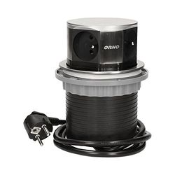 Orno Extensão de mesa rebatível 4 x 250 V AC com cabo de 1,5 m, INOX, 1 unidade, or de Ae de 1380