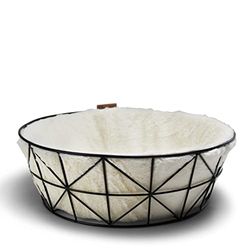 BEONEBREED Panier pour chat en métal - Rond - Stil géométrique - Coussin souple inclus - svart - 46 x 15 cm