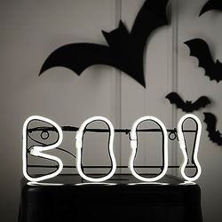 Ginger Ray White Boo Neon Light Up Halloween Teken Tafelblad Decoratie