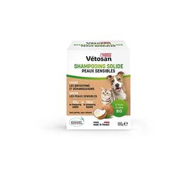 Clément Thékan - Vétosan Shampooing Solide Peaux Sensibles pour Chiens et Chats - À Base d’Huile de Coco Bio - 100 g