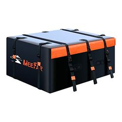 MeeFar Bolsa de Techo para Coche, 20 pies cúbicos. 100% Impermeable, se Adapta a Todos los vehículos con/sin Estante, Incluye Alfombrilla Antideslizante, 10 Correas reforzadas, 6 Ganchos para Puerta,