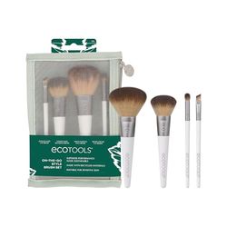 ECOTOOLS On-the-go style kit - set de 4 brochas de Plástico + neceser 21 g, blanco