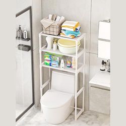 Zstar Scaffalatura per WC, 3 livelli, in metallo, per lavatrici, per bagno, lavatrice, facile da montare, carico 15 kg/livello, 50,5 x 30 x 134 cm