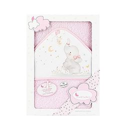 Interbaby 01227-02 Badcape met capuchon, olifant, roze