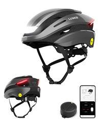 Lumos Ultra Smart Helm | Fietshelm | Voor- en Achterlicht (LED) | Richtingaanwijzers | Remlichten | Bluetooth-verbinding | Volwassenen: Heren, Dames (Ash Grey, Maat: S) MIPS