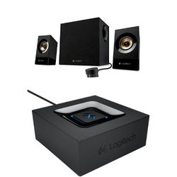 Logitech Z533 Altoparlanti 2.1 Multimedia, senza Bluetooth, Nero + Logitech Adattatore Audio, Bluetooth, Nero