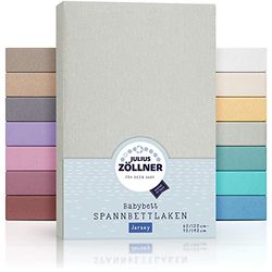 Julius Zöllner Set van 2 jersey hoeslakens voor baby- en kinderbedden - 100% katoenen jersey - Oeko-Tex Standard 100 gecertificeerd - Afmetingen: 60 x 120 cm / 70 x 140 cm - Lichtgrijs