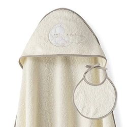 Ensemble Interbaby: Cape de bain Bébé a capuche avec bavoir- Sweet Moon beige