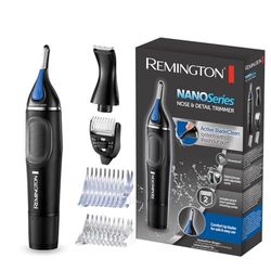 Remington Cortapelos Nariz y Orejas Nano Series, Recortador Pelos Nariz, Orejas, Cejas y Vello Facial, Recortador Vertical, 2 Peines, Cortador Precisión con Peine Ajustable, Resistente Agua - NE3870