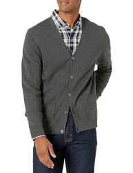 Amazon Essentials Men's Cotton Cardigan Jumper, Charcoal Heather, XXL