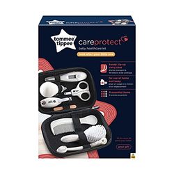 Tommee Tippee Conjunto de cuidados e higiene para bebé, 9 artigos essenciais para o cuidado do recém-nascido, capa de viagem impermeável e fácil de limpar, design pode variar