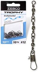 Zebco Kwaliteit Trophy driewegs hengelaccessoires wartels vissen kleine onderdelen hengel accessoires, diverse, maat 14 lengte 48 mm 8 kg / 10 stuks
