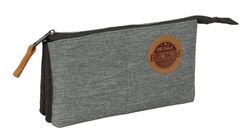 BLACKFIT8 Old School Drievoudige Etui, recyclebare stof, ideaal voor kinderen op schoolleeftijd, comfortabel en veelzijdig, kwaliteit en duurzaamheid, 22 x 3 x 12 cm, Zwart/Grijs, M, Casual
