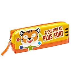 La Carterie 76008118 Etui met opschrift "C'est moi le plus fort" Team Kids Tigre