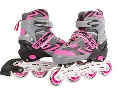 Kids Globe Street Rider 720235 Justerbara rosa/grå inline-rullskridskor storlek 33-36 ABEC7 aluminiumram