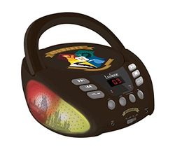 Lexibook Warner Harry Potter Lecteur CD Bluetooth pour enfants Portable Effets lumineux Prise micro Entrée aux-in, Pile ou secteur, Noir, RCD109HP