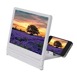 AOTUO Universal Ligero 3D Pantalla de Cine Lupa vívida Lupa Verde HD Soporte del proyector Titular del teléfono móvil (White)