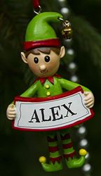 Boxerpresenter Alex personlig tomte julgransdekoration | jul julgransprydnad gåva | en för hela familjen, keramik, flerfärgad, 8 x 4,5 x 2 cm