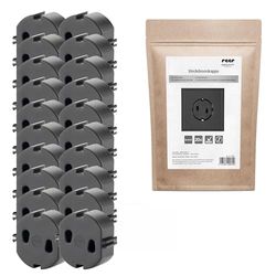 reer Lot de 20 capuchons de prise de courant, l'original de l'inventeur de la protection pour prise de courant, noir