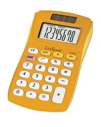Lexibook, FRUITIES® Pocket Calculator, 8 siffror, 4 operationer, grundläggande och avancerade funktioner, sol- och batteridriven, gul, C208D