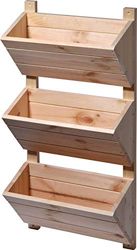 dobar® Green Label 58383FSCe Wandbed met 3 plantenbakken, bloementrap van hout, bloemenladder voor wandmontage, plantentrap voor tuin/terras/balkon, 38 x 17,5 x 79 cm, naturel