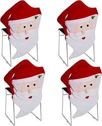 Uten Julstolsöverdrag, julstol, ryggskydd, dekorationer, jultomten, snögubbe, hatt, julstol, sätesöverdrag för jul, matsal, kök, fest, dekoration, prydnad (4 st), Röd