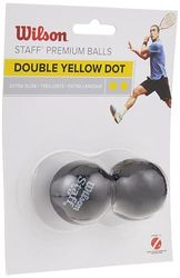 Wilson Staff Squash Balls Extra Slow (Competitors), Black (Double Yellow Dot), Pack of 2