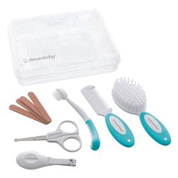 Dreambaby F330 Universal babyvårdsset alla vårdartiklar första utrustningsset baby hårvård nagelvård 10 delar, aqua