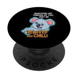 Divertido dicho de koala lindo - Relájate y relájate PopSockets PopGrip Adhesivo