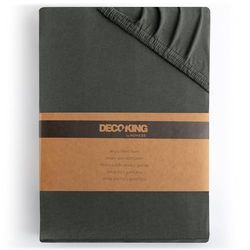 DecoKing Dra-på-lakan 180x200-200x200 cm 100% kammad Bomull Jersey Mjuk Spännlakan 180x200cm - 200x200cm Antracit Amber