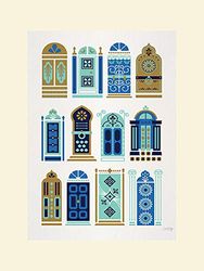 Kat Coquillette Marokkaanse deuren gemonteerd Prints, Multi kleuren, 30 x 40cm