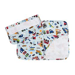 FILET - Cotton Kindergarten Breakfast Set with Aida Linen Embroidery Inserts, Comprising Placemat, Napkin and Napkin Envelope, Made in Italy, Car Design Light Blue Background
