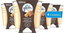 Glade Geurkaars, set van 4 met etherische oliën, geuren honey & chocolade, 4 x 129 g