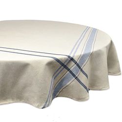 DII Nappe de Table à Manger à Rayures françaises, Style Farmhouse, 177,8 cm de diamètre, Taupe/Bleu