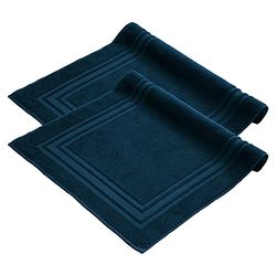 Komfortec Set di 2 tappetini da bagno, in spugna, lavabile, 600 g/m² e 100% cotone, assorbenti e ad asciugatura rapida, 50 x 70 cm, Petrolio