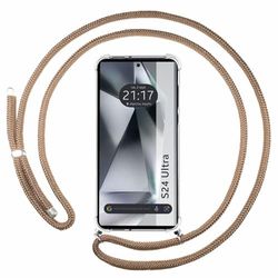 Tumundosmartphone Custodia a sospensione trasparente per Samsung Galaxy S24 Ultra 5G con Cordon Camel