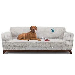 Houseables Copridivano per cani, deterrente dai graffi per gatti, 248 cm di larghezza x 106 cm di altezza x 100 cm di profondità, 1 pezzo, trasparente, in vinile, protezione per divano, protezione