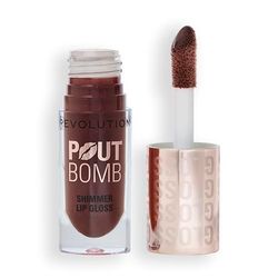 Revolution, Pout Bomb Shimmer Gloss, Brillo Labial con Efecto Mojado y Destellos, con Ácido Hialurónico y Aroma a Vainilla Dulce, Chocolate Sparkle
