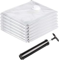 LEVIVO Vacuum Bag for Space-Saving Storage, incl Travelling, Low density polyethylene, Set M 6 Pieces and Hand Pump