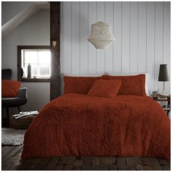 GC GAVENO CAVAILIA Super Soft Teddy Duvet Cover Single, Fluffy Fleece Bedding Sets, Snuggle Warm Bed Set With Pillowcase, Rust